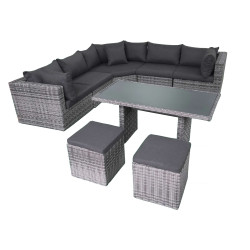 Fonteyn | Lounge-Dining Set Salou XL | Halfmoon Dark Grey